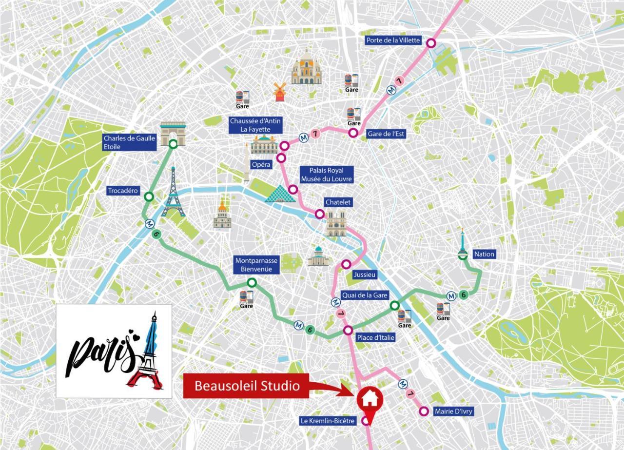 Beausoleil Studio Metro Paris Sud 勒·克里姆林·比塞特 外观 照片